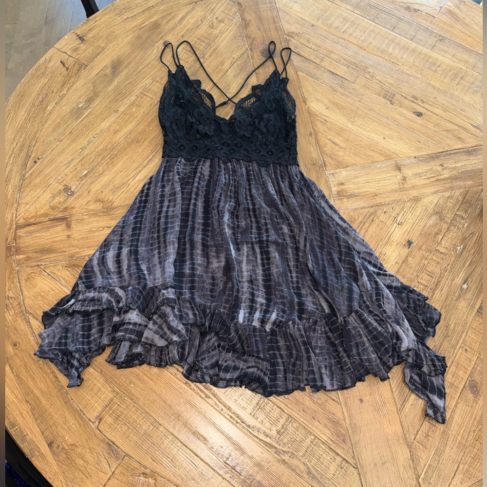 Free People - Adella Lace-Trim Tie-Dye Dress / medium - strappy, boho, lace - Picture 2 of 16